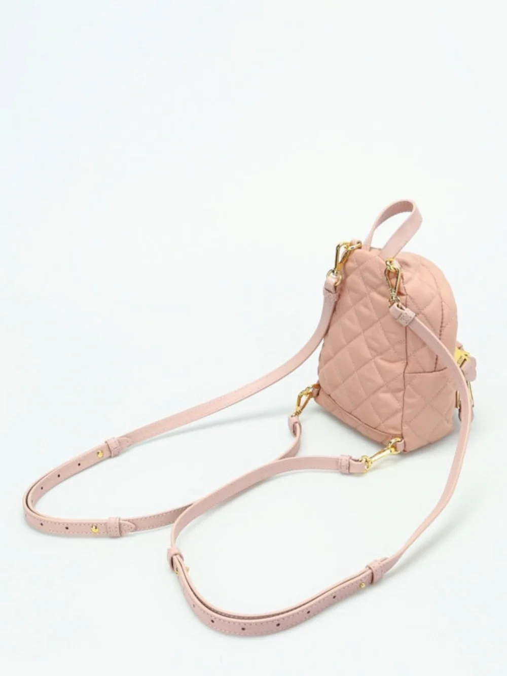 Moschino Blush Quilted Mini Backpack with Embossed Logo